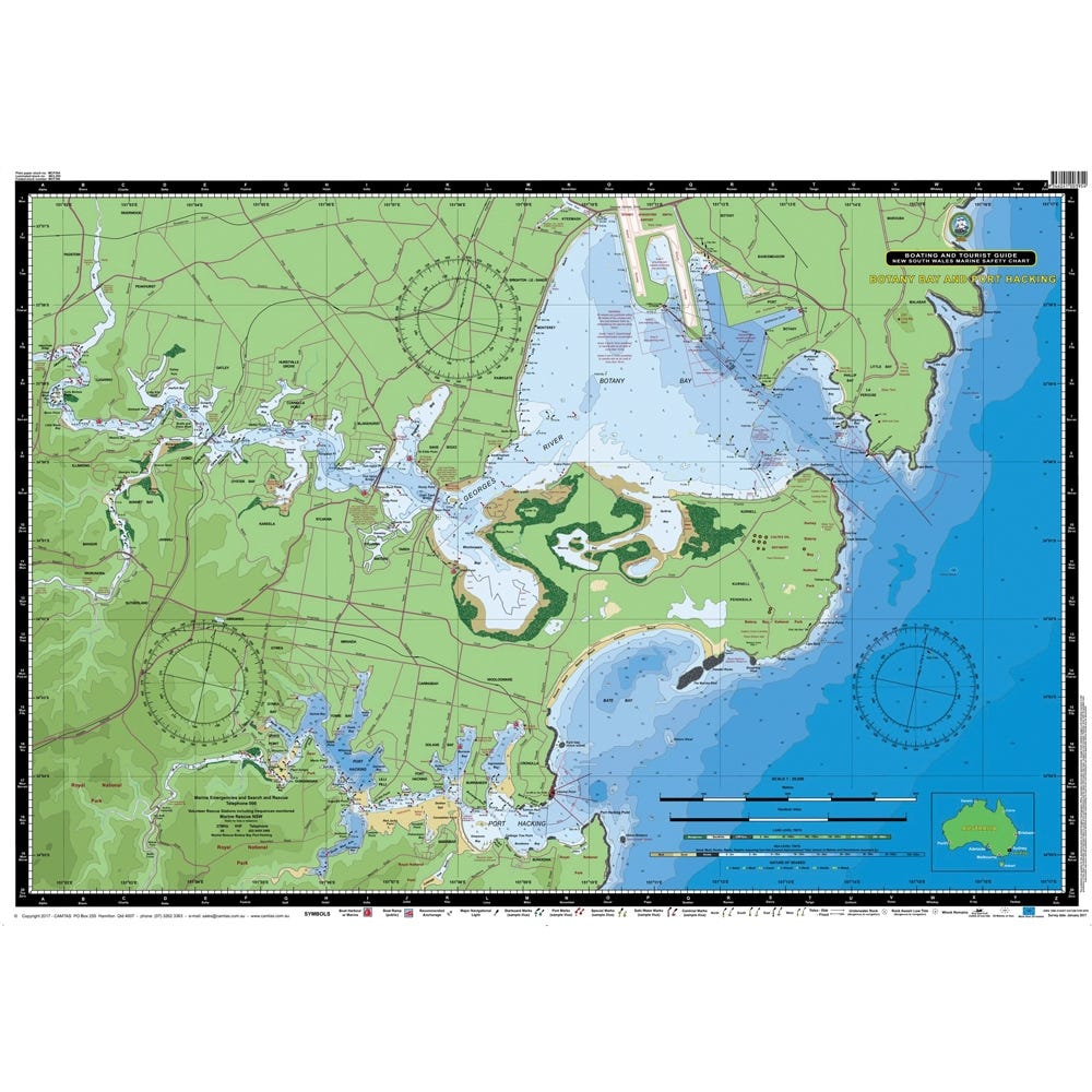 Botany Bay and Port Hacking Chart Laminated, 36.85 Whitworths Marine