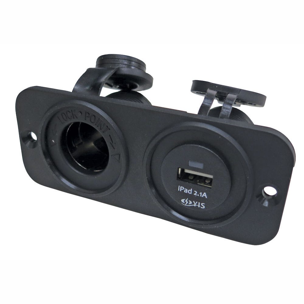 12V Flush Mount Cigarette USB Charge Panel